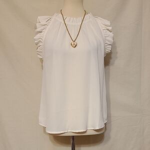 The Workshop Elegant Cream Ruffle Top